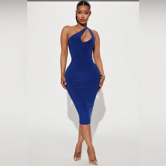 NWT Fashion Nova- First And Last Midi Dress - Royal Blue- Medium - Picture 1 of 7